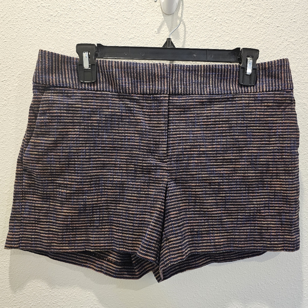 LOFT Riviera Shorts Black Blue Multicolor Tweed Flat Front Women’s Size 6
